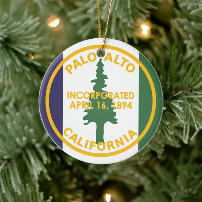 Flag of Palo Alto, California Ceramic Ornament (Tree)