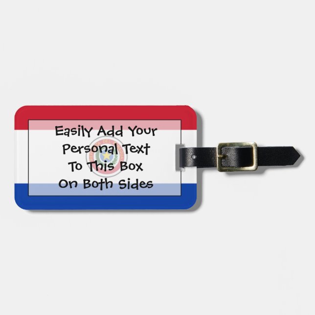 Flag of Paraguay Easy ID Personal Luggage Tag (Front Horizontal)