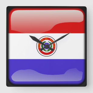 Flag of Paraguay Square Wall Clock