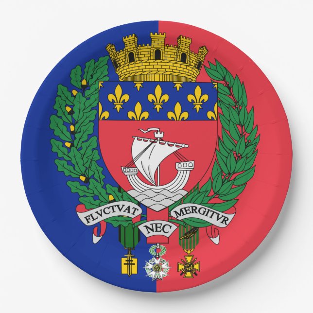 Flag of Paris, France Paper Plate (Front)