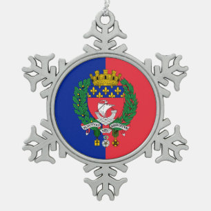 Flag of Paris, France  Snowflake Pewter Christmas Ornament