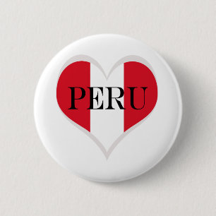 Flag of Peru Pabellón Nacional heart 2 Inch Round Button