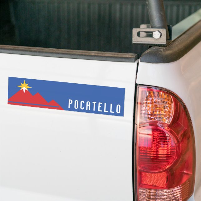 Flag of Pocatello, Idaho Bumper Sticker (On Truck)