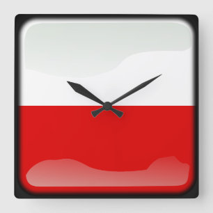 Flag of Poland Square Wall Clock