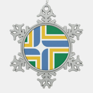 Flag of Portland, Oregon Snowflake Pewter Christma Snowflake Pewter Christmas Ornament