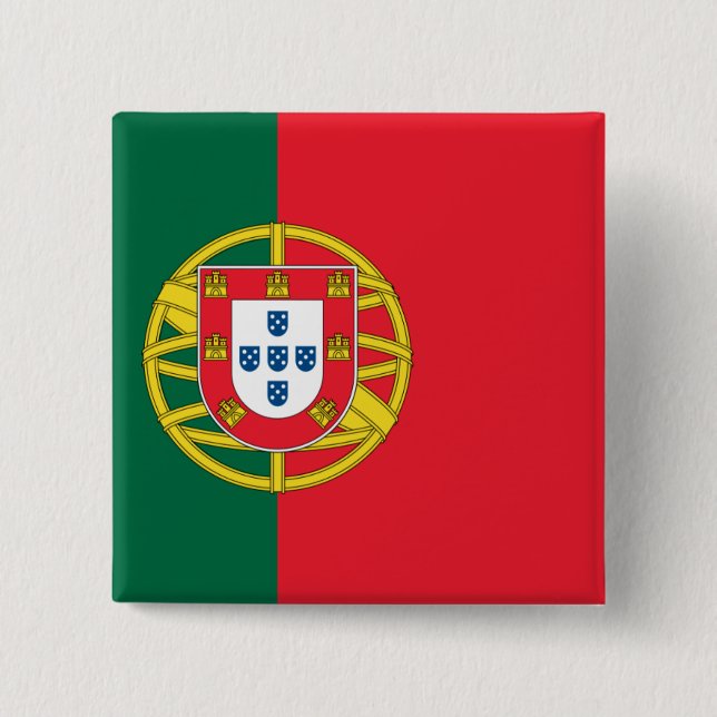 Flag of Portugal 2 Inch Square Button (Front)
