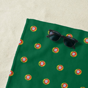 Flag of Portugal dotted pattern Beach Towel