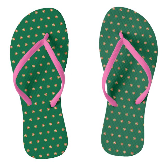 Flag of Portugal dotted pattern  Flip Flops (Footbed)