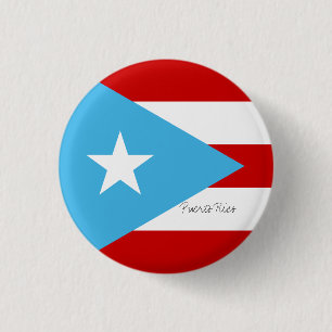 Flag of Puerto Rico Light Blue Red and White 1 Inch Round Button