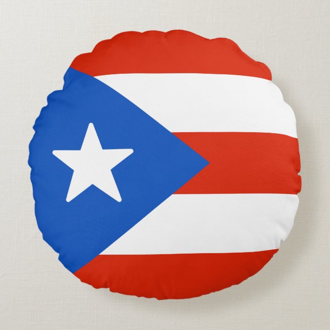 Flag of Puerto Rico Round Pillow (Front)