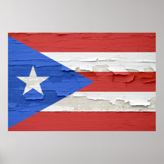 Flag of Puerto Rico Weathered Paint Poster