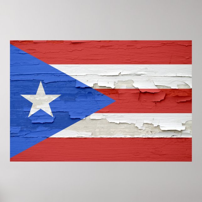 Flag of Puerto Rico Weathered Paint Poster (Front)