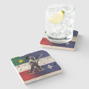 Flag of Quebec and Patriote Henri Julien eroded Stone Coaster