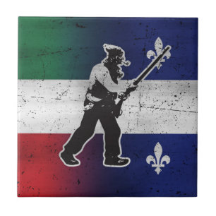 Flag of Quebec and Patriote Henri Julien eroded Tile