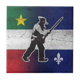 Flag of Quebec and Patriote Henri Julien eroded Tile