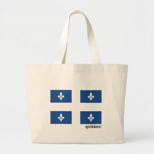 Flag of Québec, Canada Trucker Hat Large Tote Bag