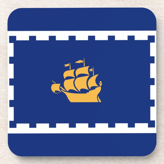 Flag of Quebec City Beverage Coaster (Front)