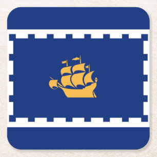 Flag of Quebec City Square Paper Coaster
