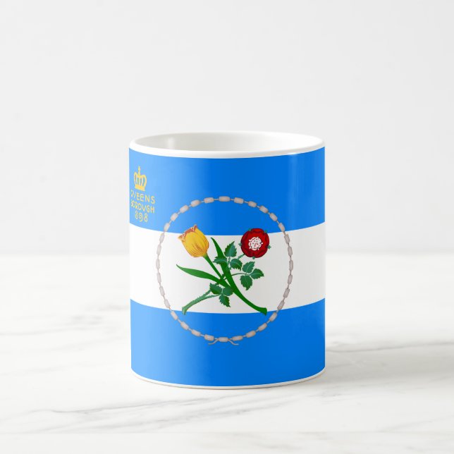 Flag of Queens (Borough of New York City) Coffee Mug (Center)