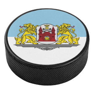 Flag of Riga, Latvia Hockey Puck