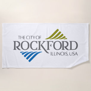 Flag of Rockford (Illinois) Beach Towel
