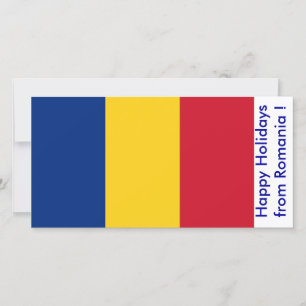 Flag of Romania, Happy Holidays from Romania Holiday Card
