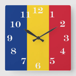 Flag of Romania Square Wall Clock