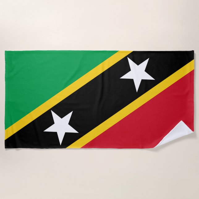 Flag of Saint Kitts and Nevis (Caribbean) Beach Towel (Front)