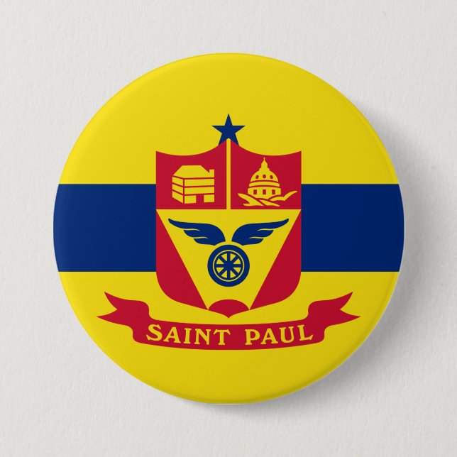 Flag of Saint Paul (Minnesota) 3 Inch Round Button (Front)