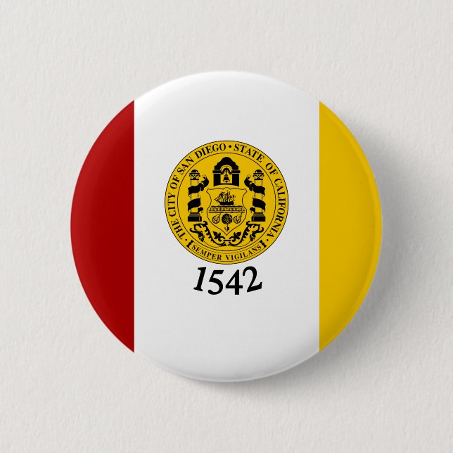 Flag of San Diego, California 2 Inch Round Button (Front)