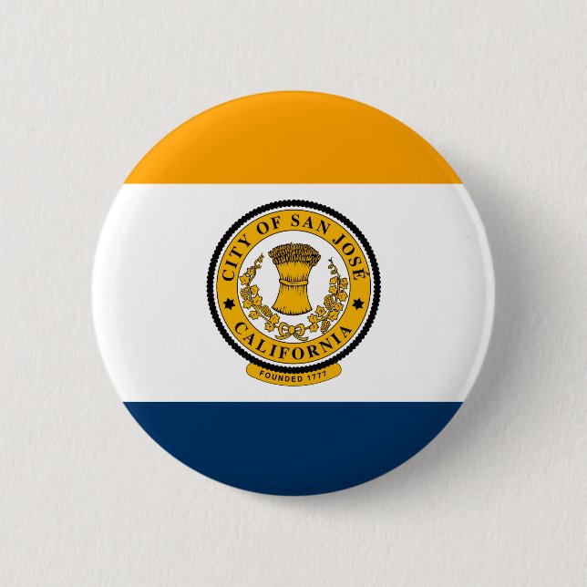 Flag of San Jose, California  2 Inch Round Button (Front)