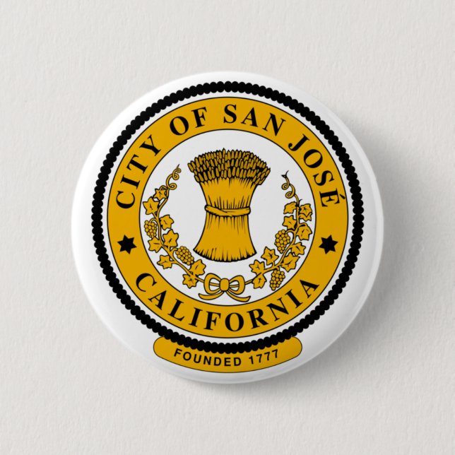 Flag of San Jose, California 2 Inch Round Button (Front)