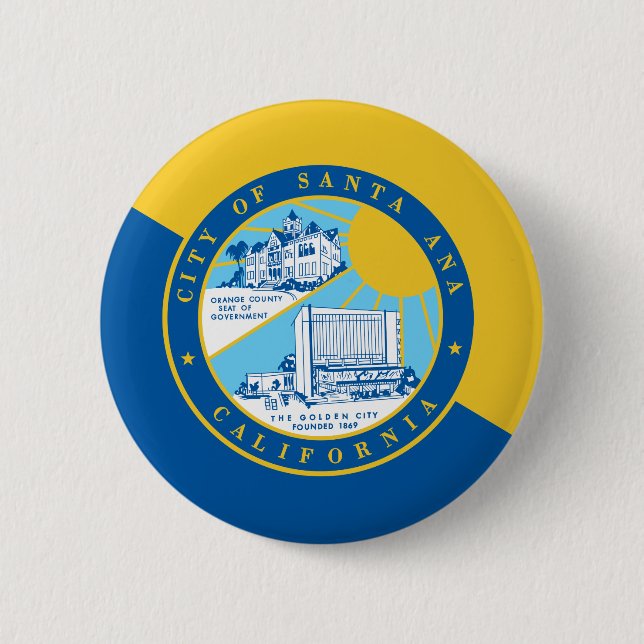 Flag of Santa Ana, California 2 Inch Round Button (Front)