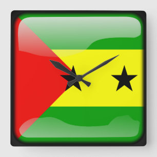 Flag of Sao Tome and Principe Square Wall Clock