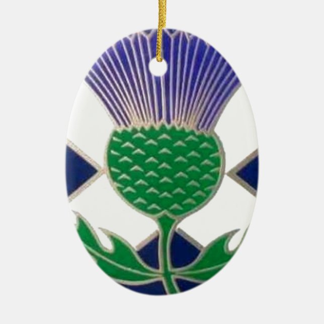 Flag of Scotland and Thistle Ceramic Ornament (Front)