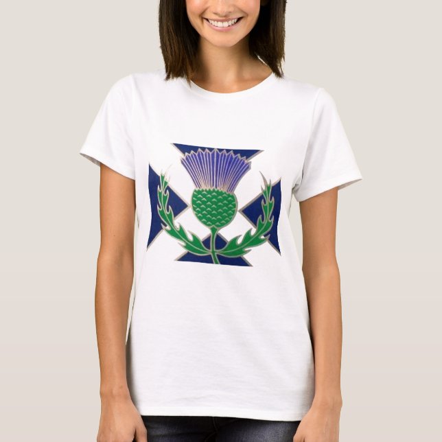 Flag of Scotland and Thistle T-Shirt (Front)