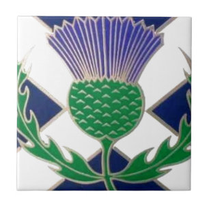 Flag of Scotland and Thistle Tile