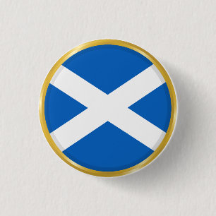 Flag of Scotland in Golden Circle 1 Inch Round Button