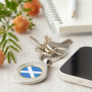 Flag of Scotland in Golden Circle Keychain