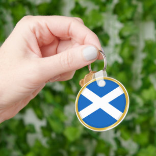 Flag of Scotland in Golden Circle Keychain
