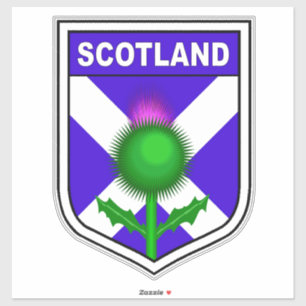 Flag of Scotland in shield with thistle