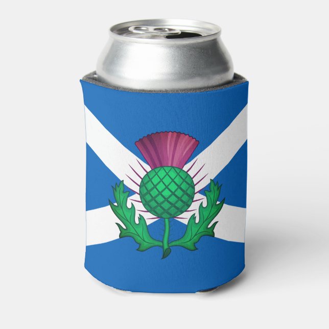 Flag of Scotland with Thistle superimposed Can Cooler (Can Back)