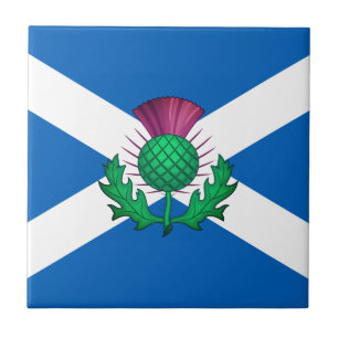Flag of Scotland with Thistle superimposed Tile