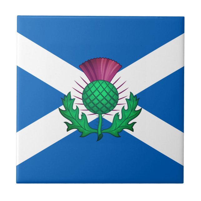 Flag of Scotland with Thistle superimposed Tile (Front)