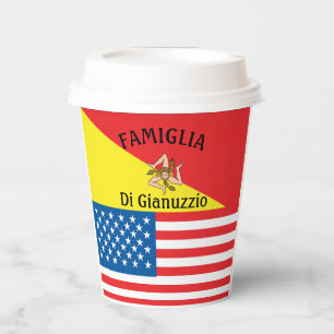 Flag of Sicily American Famiglia Flag Design Paper Cups