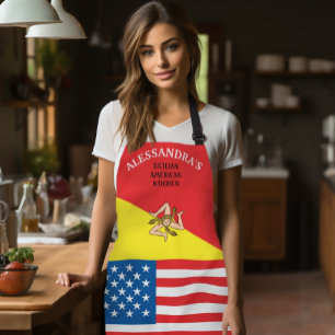 Flag of Sicily Flag of America Customized Apron