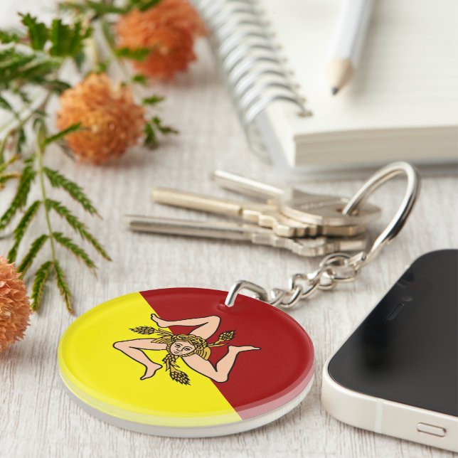 Flag of Sicily (Italy)  Keychain (Front Right)