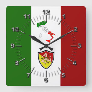 Flag of Sicily (Italy)  Square Wall Clock