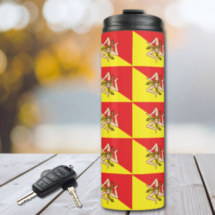 Flag of Sicily Repeat Print Trinacria Thermal Tumbler