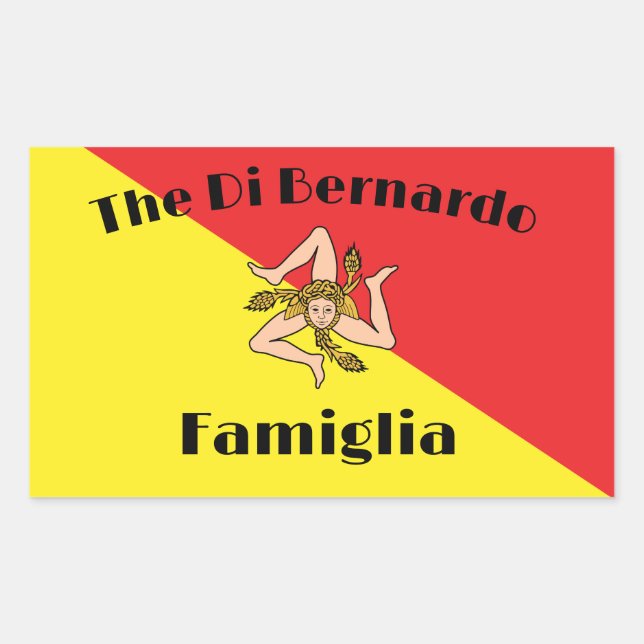 Flag of Sicily Sicilian Family Personalized Sticker (Front)